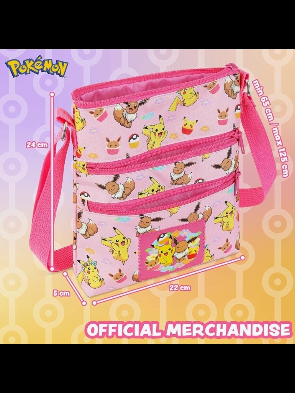 Pokemon Crossbody Bag Pikachu & Eevee Print - Picture 2 of 5